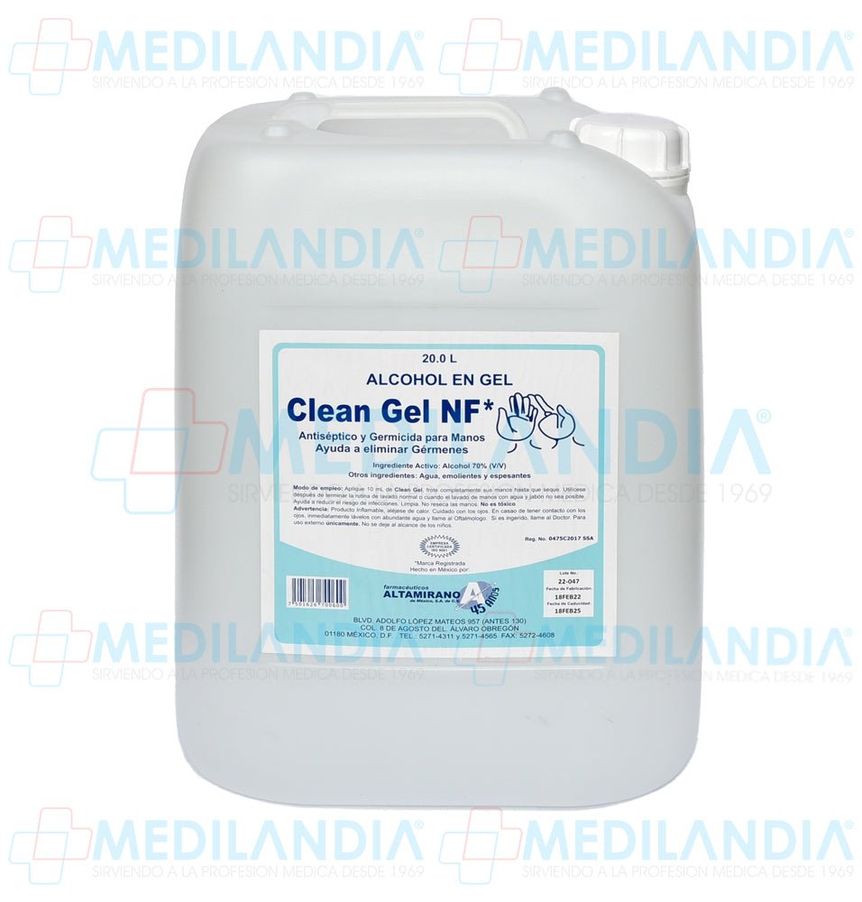 Gel anti bacterial Clean Gel NF - Gel anti bacterial - ALTAMIRANO - MEDILANDIA | Tienda de productos y equipos médicos de calidad en México | Soluciones profesionales para clínicas, hospitales y consultorios.