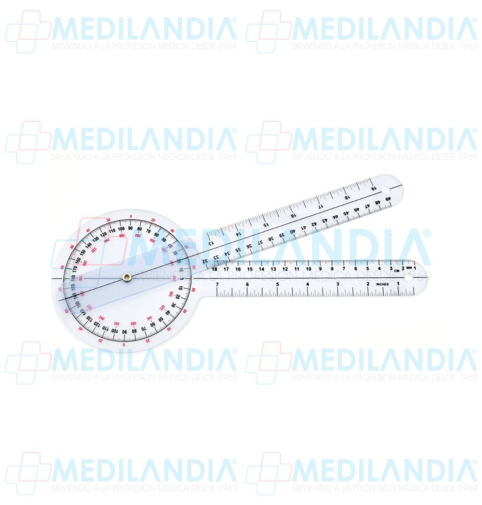 Goniómetro circular transparente para cadera de 360º con 49 cm de largo - Goniómetro - MEDILANDIA - MEDILANDIA | Tienda de productos y equipos médicos de calidad en México | Soluciones profesionales para clínicas, hospitales y consultorios.