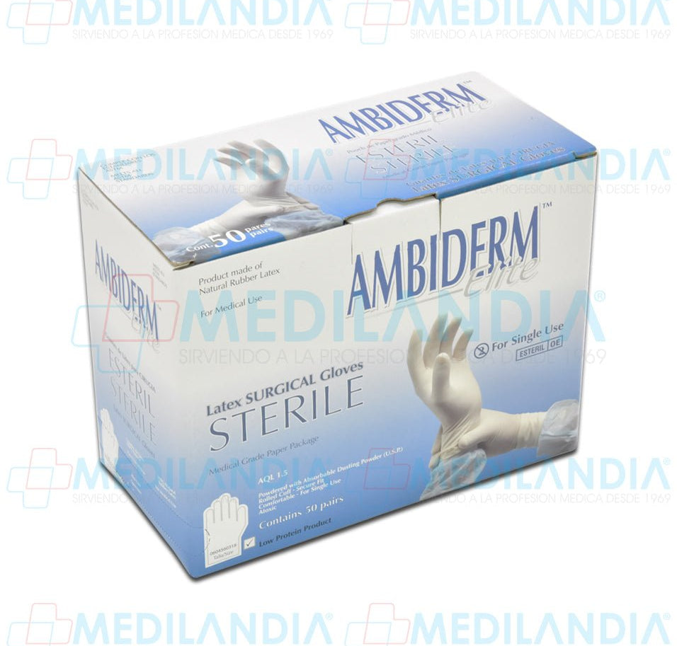 Guante de látex para cirujano Estéril - Guante de exploracion - AMBIDERM - MEDILANDIA | Tienda de productos médicos