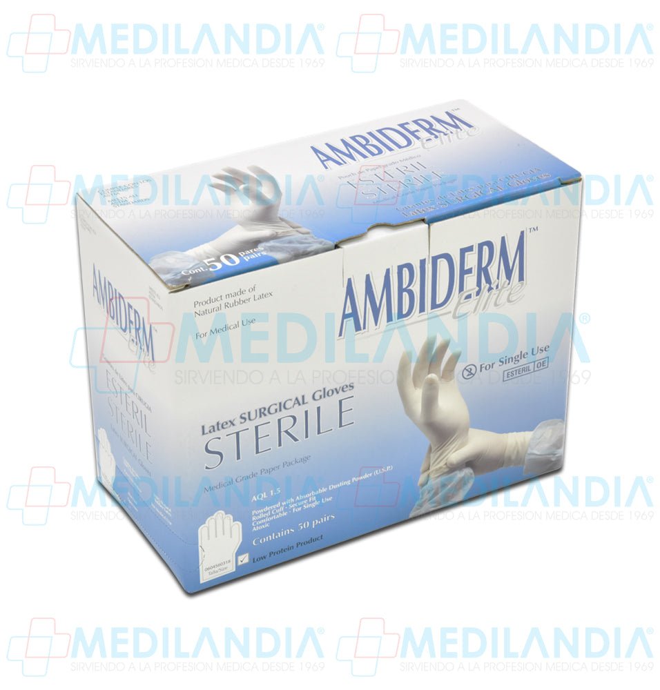 Guante de látex para cirujano Estéril - Guante de exploracion - AMBIDERM - MEDILANDIA | Tienda de productos médicos