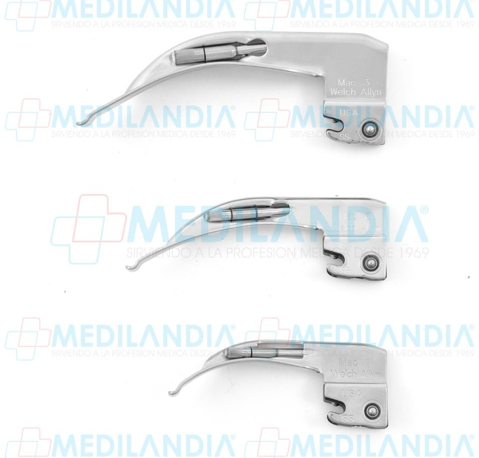 Hoja para laringoscopio (con bombillo) estándar MacIntosh curva - Laringoscopio - WELCH ALLYN- MEDILANDIA | Tienda de productos y equipos médicos de calidad en México | Soluciones profesionales para clínicas, hospitales y consultorios.