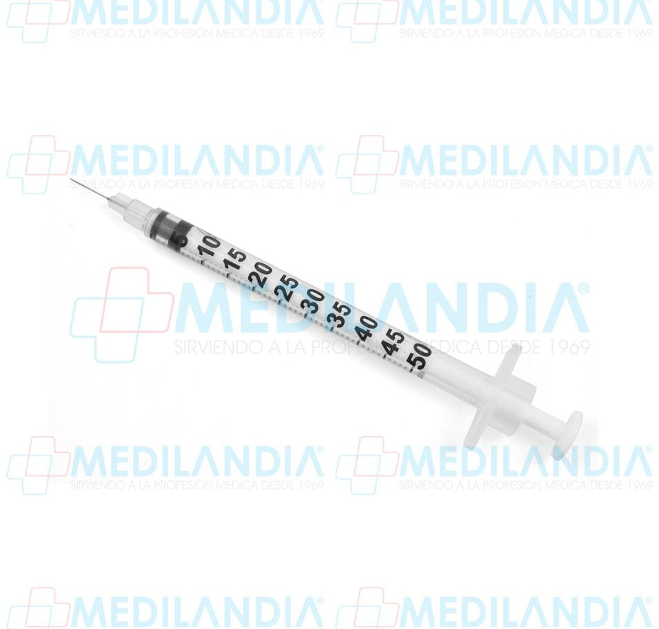 Jeringa para insulina de 0.5 ml con aguja integrada de 31G x 8 mm - Jeringa - DL - MEDILANDIA | Tienda de productos y equipos médicos de calidad en México | Soluciones profesionales para clínicas, hospitales y consultorios.