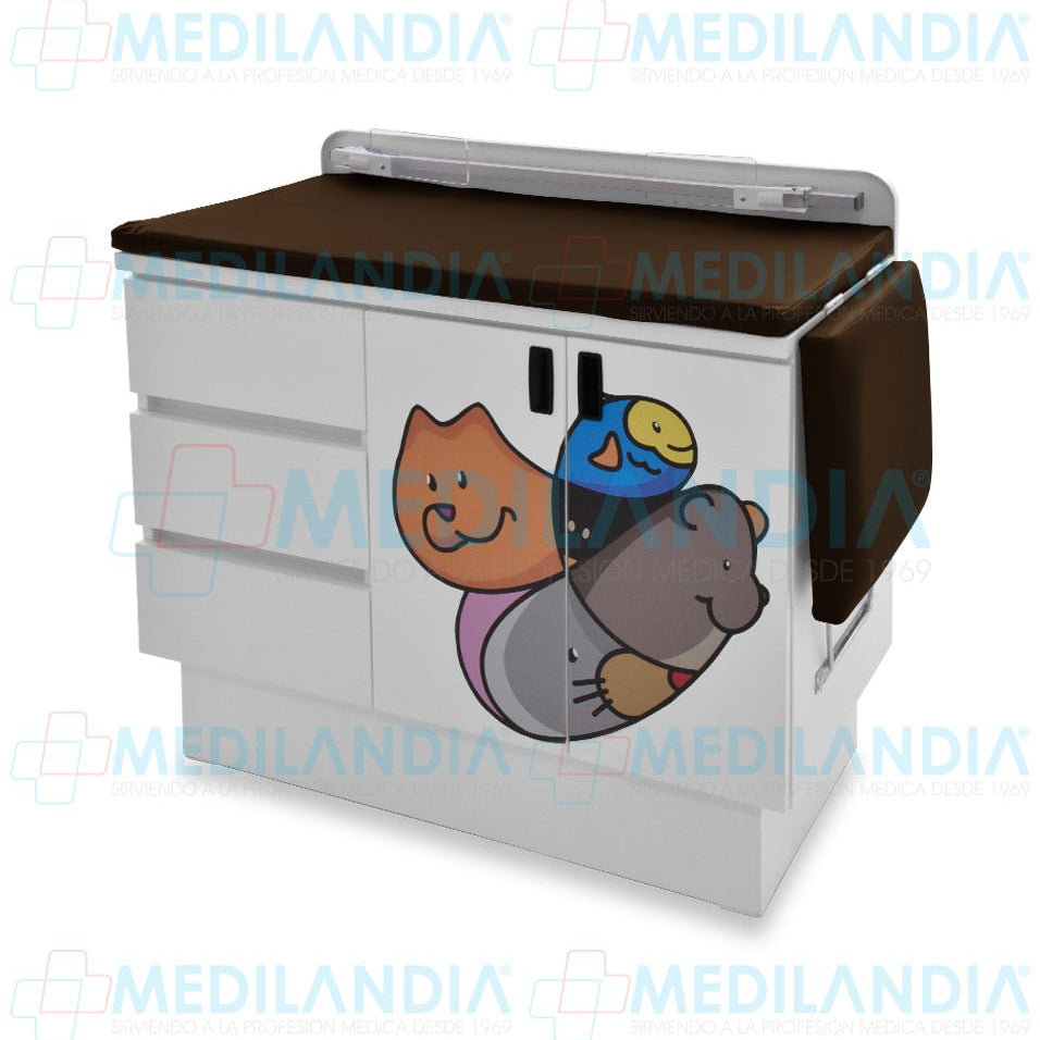 Mesa para exploración pediátrica con gabinete y cenefa - Mesa de exploracion - CIIASA - MEDILANDIA | Tienda de productos y equipos médicos de calidad en México | Soluciones profesionales para clínicas, hospitales y consultorios.