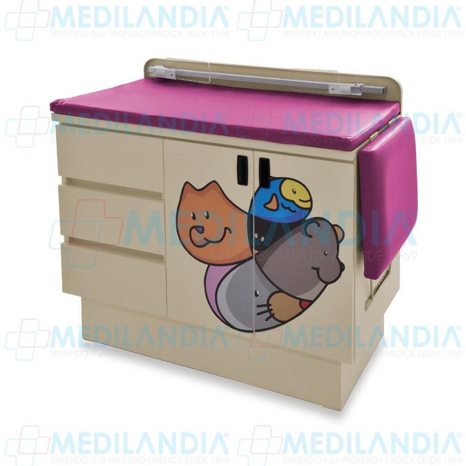 Mesa para exploración pediátrica con gabinete y cenefa - Mesa de exploracion - CIIASA - MEDILANDIA | Tienda de productos y equipos médicos de calidad en México | Soluciones profesionales para clínicas, hospitales y consultorios.