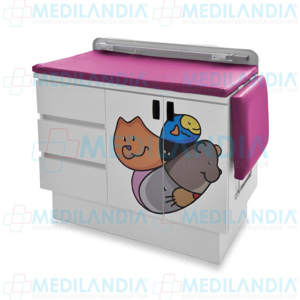 Mesa para exploración pediátrica con gabinete y cenefa - Mesa de exploracion - CIIASA - MEDILANDIA | Tienda de productos y equipos médicos de calidad en México | Soluciones profesionales para clínicas, hospitales y consultorios.