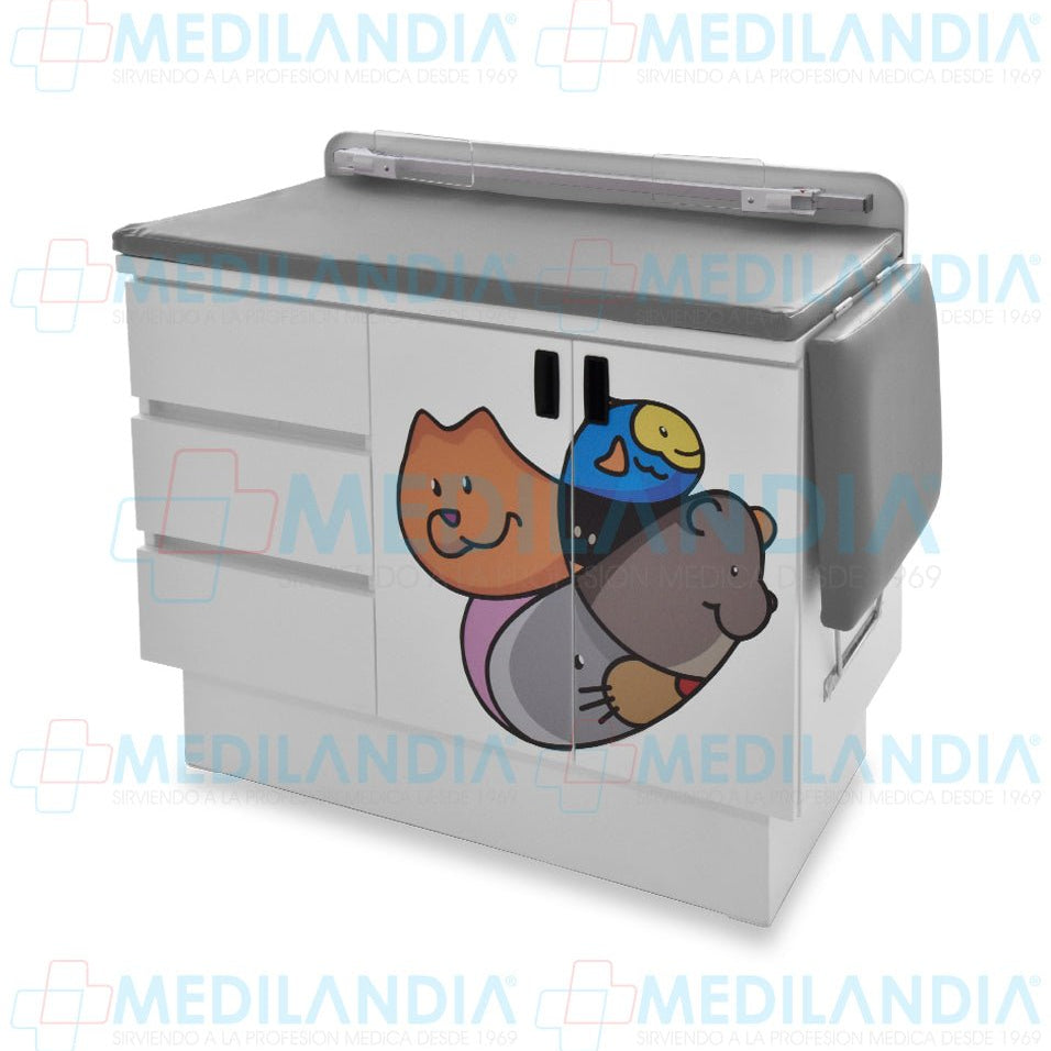 Mesa para exploración pediátrica con gabinete y cenefa - Mesa de exploracion - CIIASA - MEDILANDIA | Tienda de productos y equipos médicos de calidad en México | Soluciones profesionales para clínicas, hospitales y consultorios.