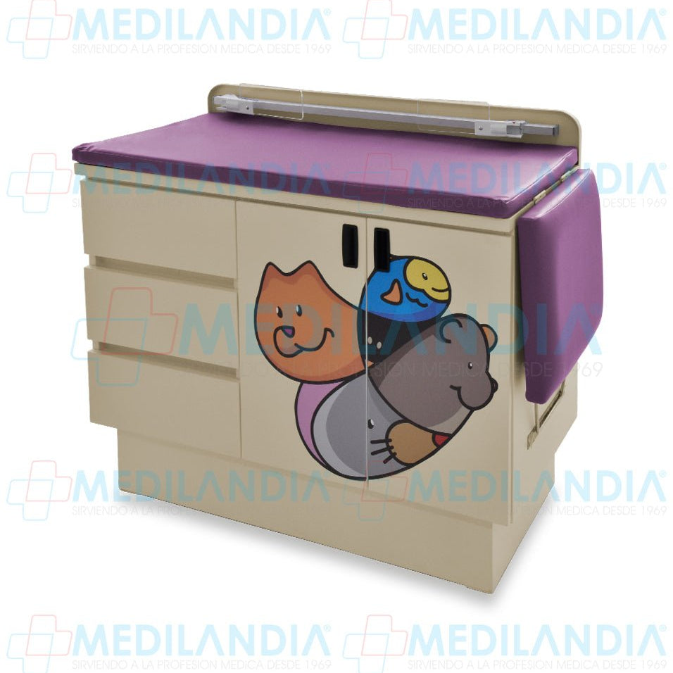 Mesa para exploración pediátrica con gabinete y cenefa - Mesa de exploracion - CIIASA - MEDILANDIA | Tienda de productos y equipos médicos de calidad en México | Soluciones profesionales para clínicas, hospitales y consultorios.