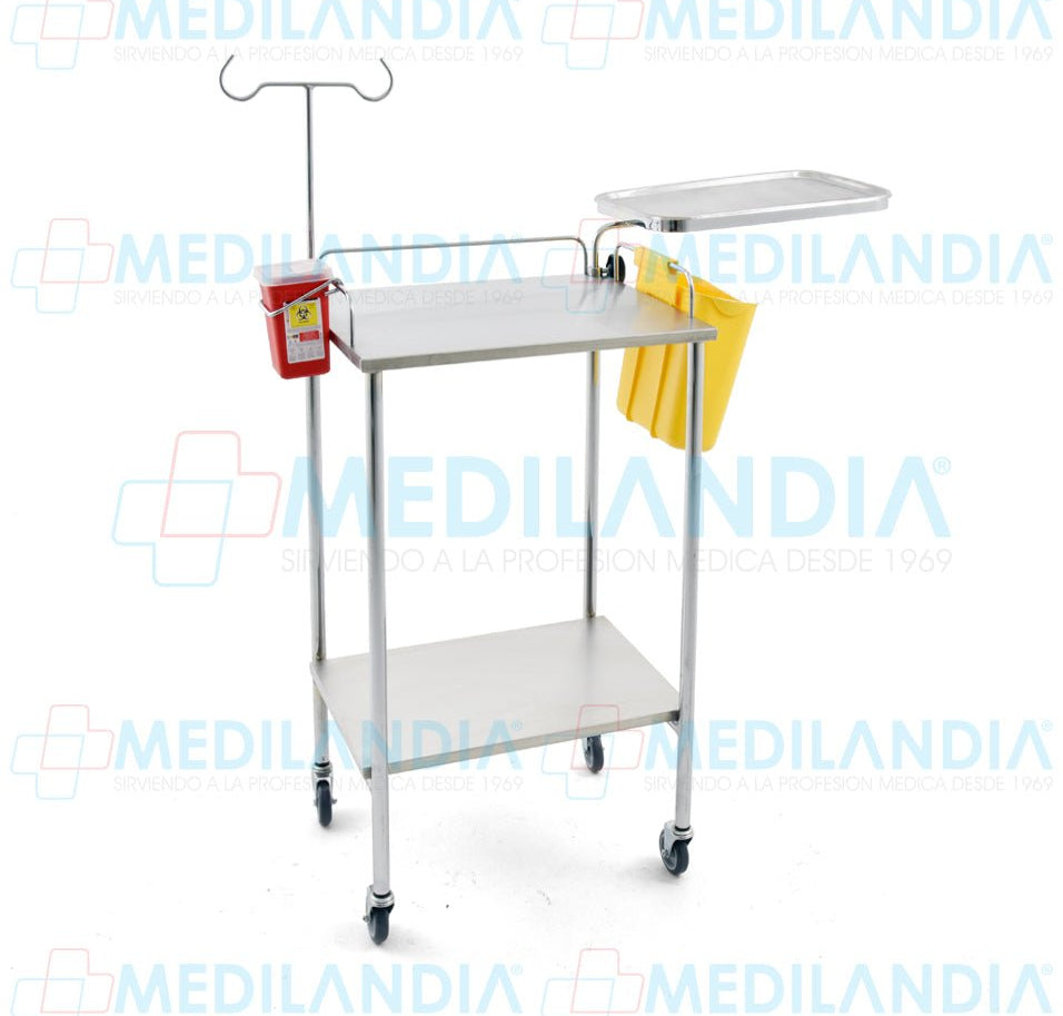 Mesa Pasteur con cubiertas de acero inoxidable con accesorios sin cajón - Mesa Pasteur - MEDILANDIA - MEDILANDIA | Tienda de productos y equipos médicos de calidad en México | Soluciones profesionales para clínicas, hospitales y consultorios.