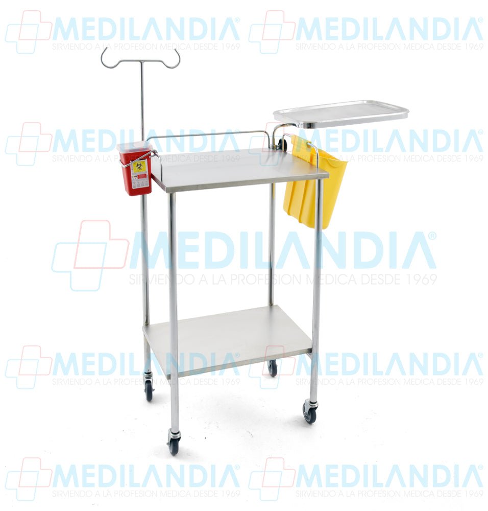 Mesa Pasteur con cubiertas de acero inoxidable con accesorios sin cajón - Mesa Pasteur - MEDILANDIA - MEDILANDIA | Tienda de productos y equipos médicos de calidad en México | Soluciones profesionales para clínicas, hospitales y consultorios.