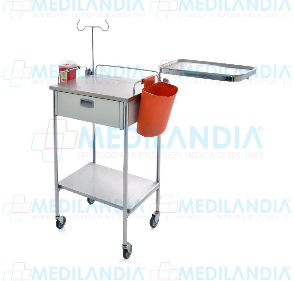 Mesa Pasteur con cubiertas de acero inoxidable con cajón y accesorios - Mesa Pasteur - MEDILANDIA - MEDILANDIA | Tienda de productos y equipos médicos de calidad en México | Soluciones profesionales para clínicas, hospitales y consultorios.