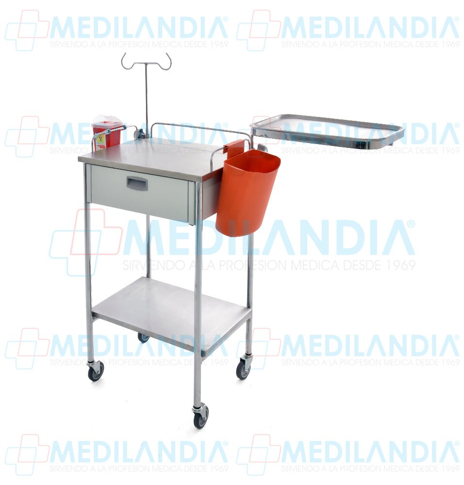 Mesa Pasteur con cubiertas de acero inoxidable con cajón y accesorios - Mesa Pasteur - MEDILANDIA - MEDILANDIA | Tienda de productos y equipos médicos de calidad en México | Soluciones profesionales para clínicas, hospitales y consultorios.
