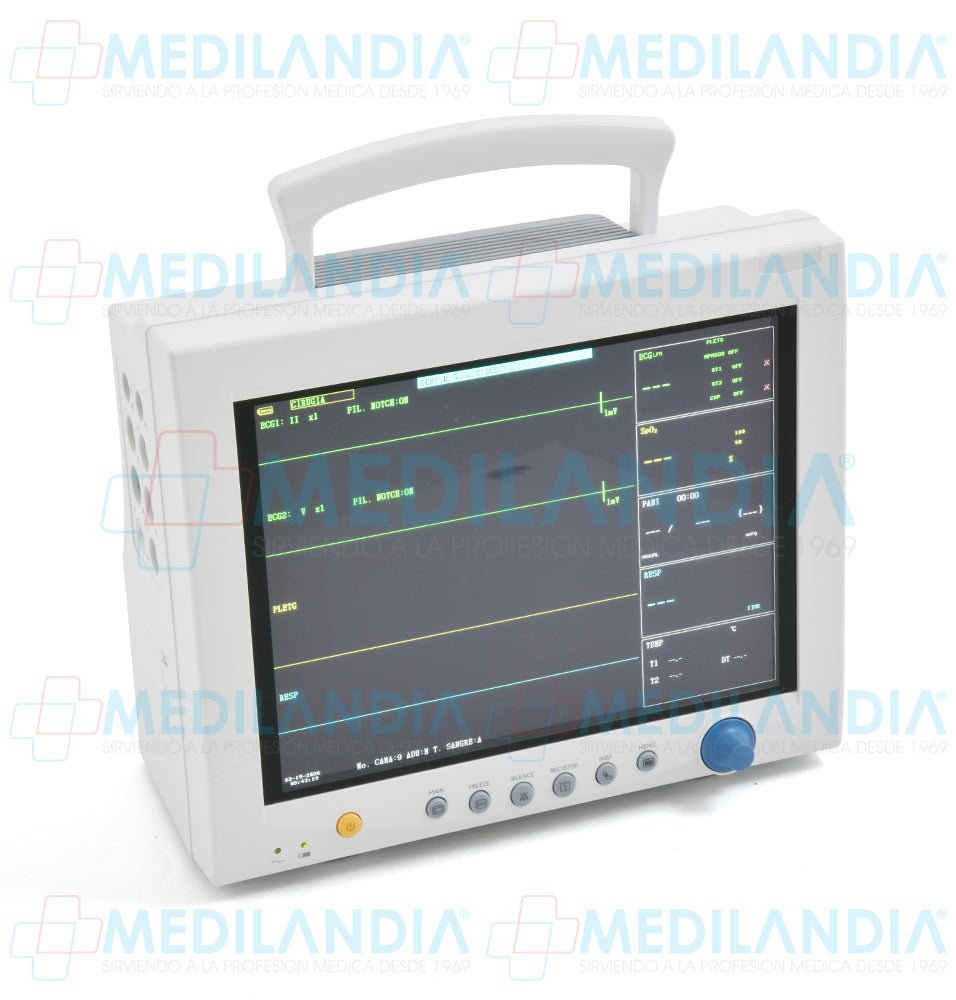 Monitor para paciente con pantalla de 12.1” funciones ECG, RESP, SpO2, PR, NIBP, TEMP de doble canal - Monitor para paciente - CONTEC - MEDILANDIA | Tienda de productos y equipos médicos de calidad en México | Soluciones profesionales para clínicas, hospitales y consultorios.