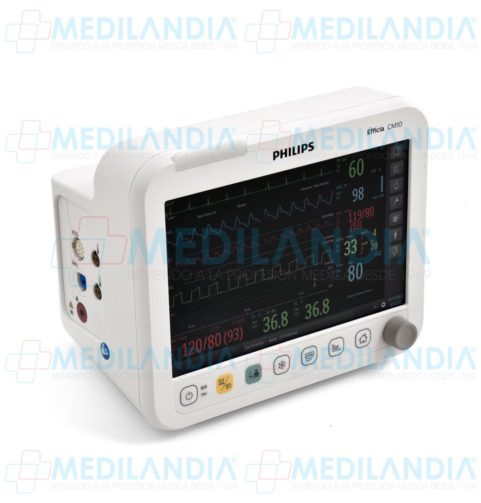 Monitor para paciente de signos vitales de 10" básico ECG, SpO2, PANI, FC, temperatura, respiración - Monitor para paciente - PHILIPS - MEDILANDIA | Tienda de productos y equipos médicos de calidad en México | Soluciones profesionales para clínicas, hospitales y consultorios.