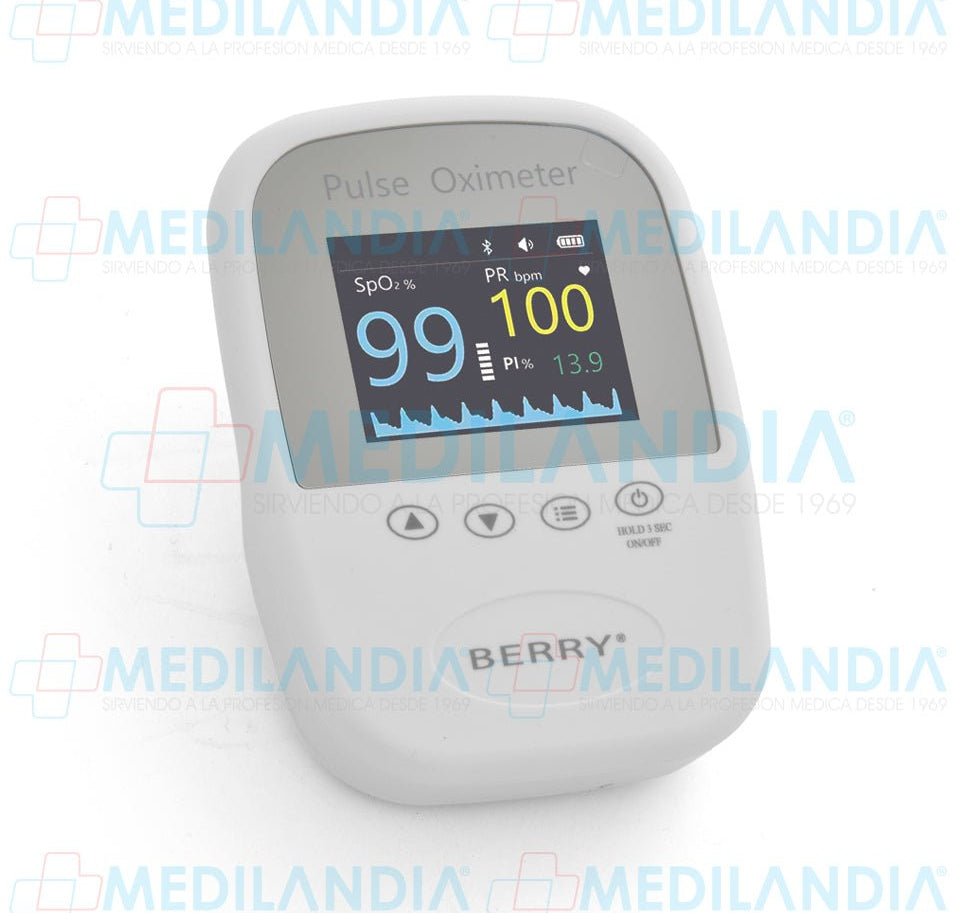 Oxímetro de pulso con 3 sensores - Oximetro de mano - BERRY - MEDILANDIA | Tienda de productos y equipos médicos de calidad en México | Soluciones profesionales para clínicas, hospitales y consultorios.