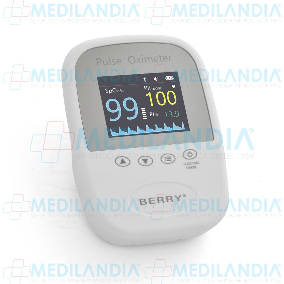 Oxímetro de pulso con 3 sensores - Oximetro de mano - BERRY - MEDILANDIA | Tienda de productos y equipos médicos de calidad en México | Soluciones profesionales para clínicas, hospitales y consultorios.