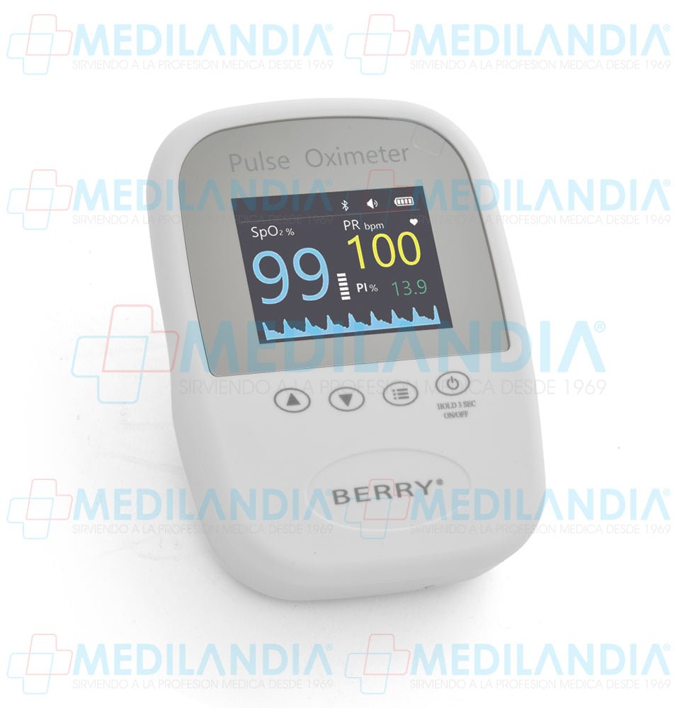 Oxímetro de pulso con 3 sensores - Oximetro de mano - BERRY - MEDILANDIA | Tienda de productos y equipos médicos de calidad en México | Soluciones profesionales para clínicas, hospitales y consultorios.