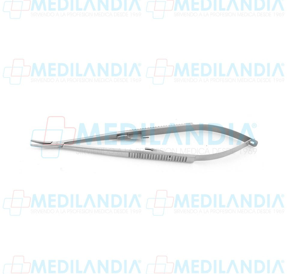 Porta agujas Castroviejo curvo con seguro 18 cm - Pinzas - HP- MEDILANDIA | Tienda de productos y equipos médicos de calidad en México | Soluciones profesionales para clínicas, hospitales y consultorios.