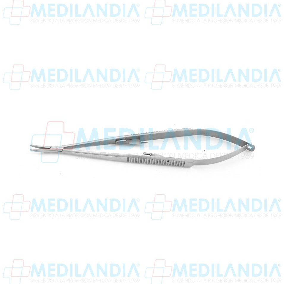 Porta agujas Castroviejo curvo con seguro 18 cm - Pinzas - HP- MEDILANDIA | Tienda de productos y equipos médicos de calidad en México | Soluciones profesionales para clínicas, hospitales y consultorios.