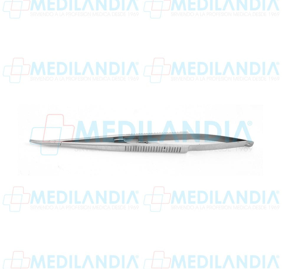 Porta agujas Castroviejo curvo con seguro 18 cm - Pinzas - HP- MEDILANDIA | Tienda de productos y equipos médicos de calidad en México | Soluciones profesionales para clínicas, hospitales y consultorios.