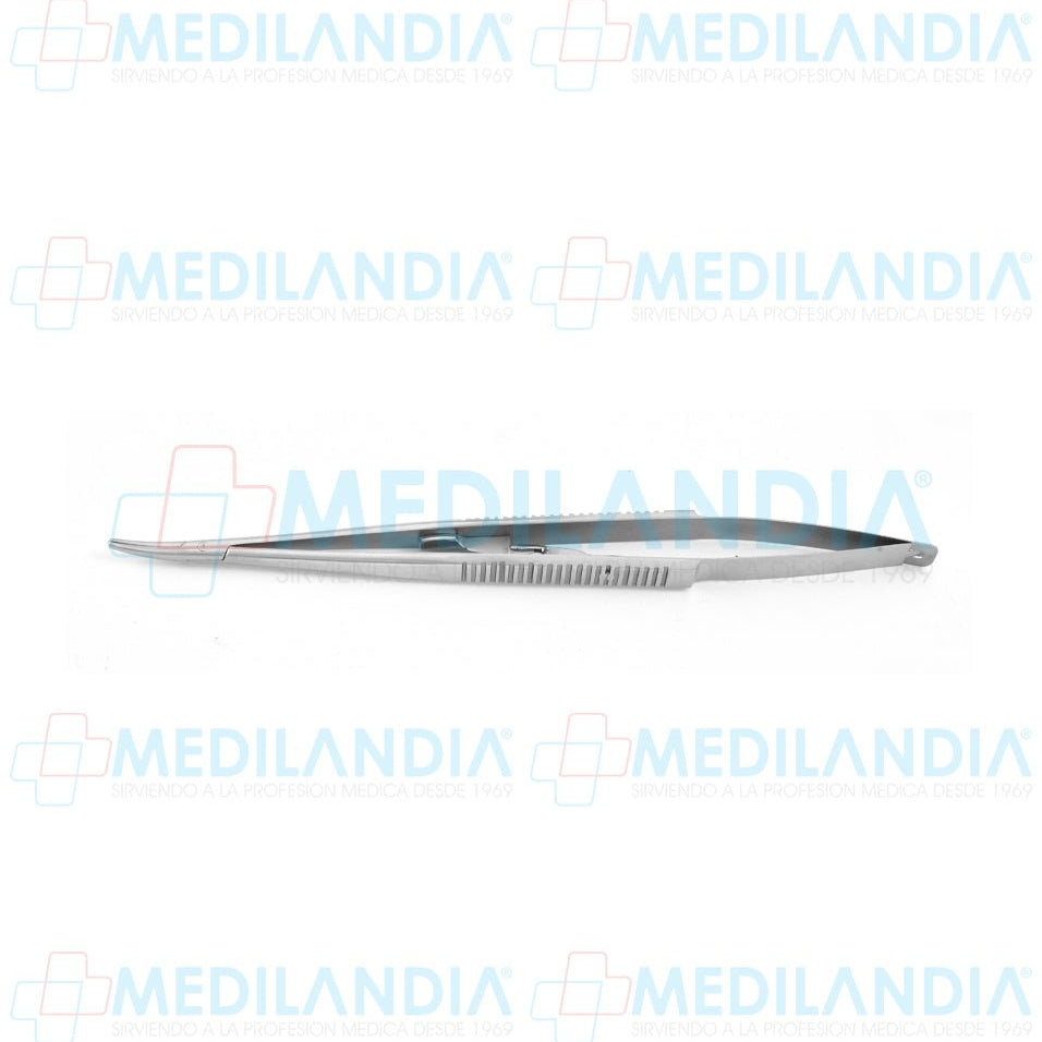 Porta agujas Castroviejo curvo con seguro 18 cm - Pinzas - HP- MEDILANDIA | Tienda de productos y equipos médicos de calidad en México | Soluciones profesionales para clínicas, hospitales y consultorios.