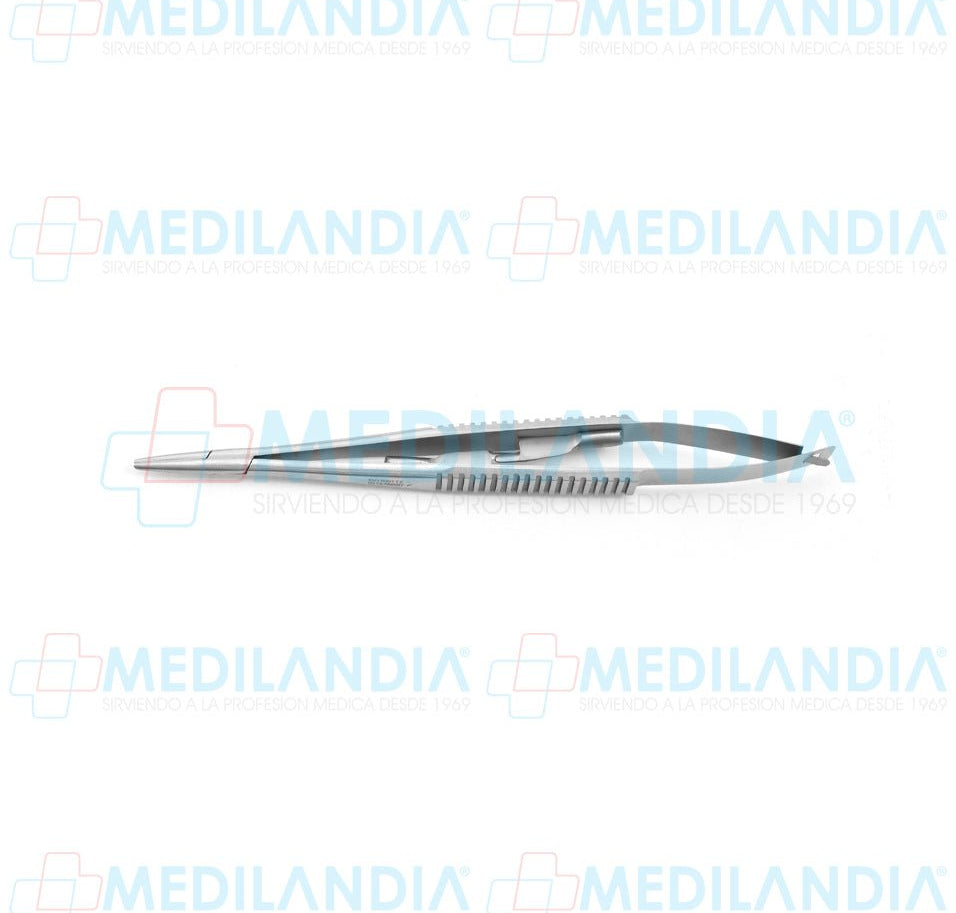 Porta agujas Castroviejo recto con seguro 13 cm - Pinzas - HP- MEDILANDIA | Tienda de productos y equipos médicos de calidad en México | Soluciones profesionales para clínicas, hospitales y consultorios.