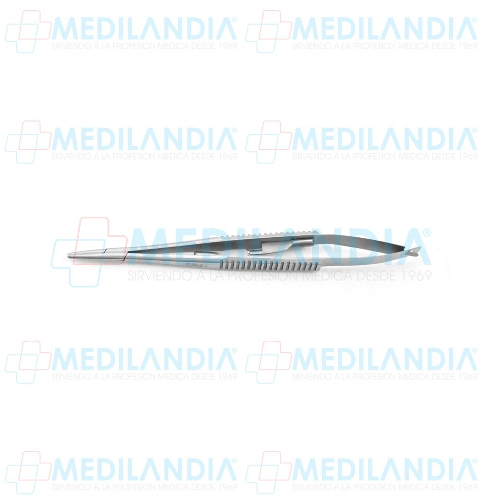 Porta agujas Castroviejo recto con seguro 13 cm - Pinzas - HP- MEDILANDIA | Tienda de productos y equipos médicos de calidad en México | Soluciones profesionales para clínicas, hospitales y consultorios.