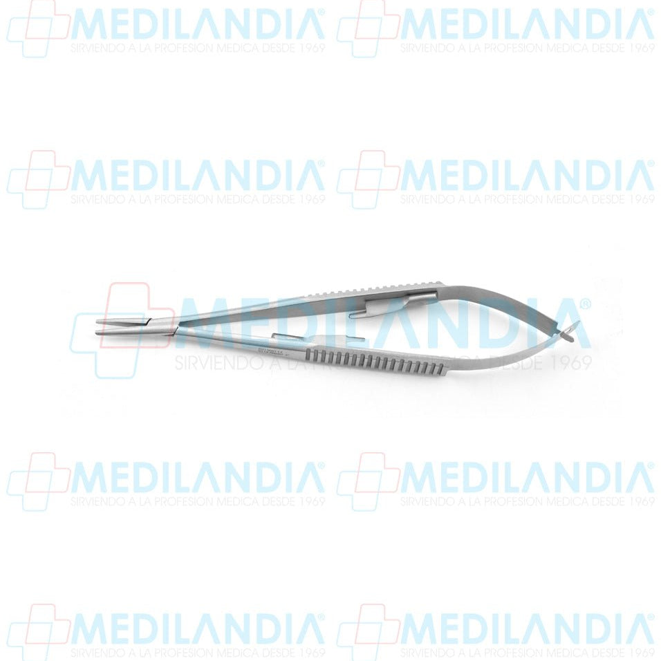 Porta agujas Castroviejo recto con seguro 13 cm - Pinzas - HP- MEDILANDIA | Tienda de productos y equipos médicos de calidad en México | Soluciones profesionales para clínicas, hospitales y consultorios.