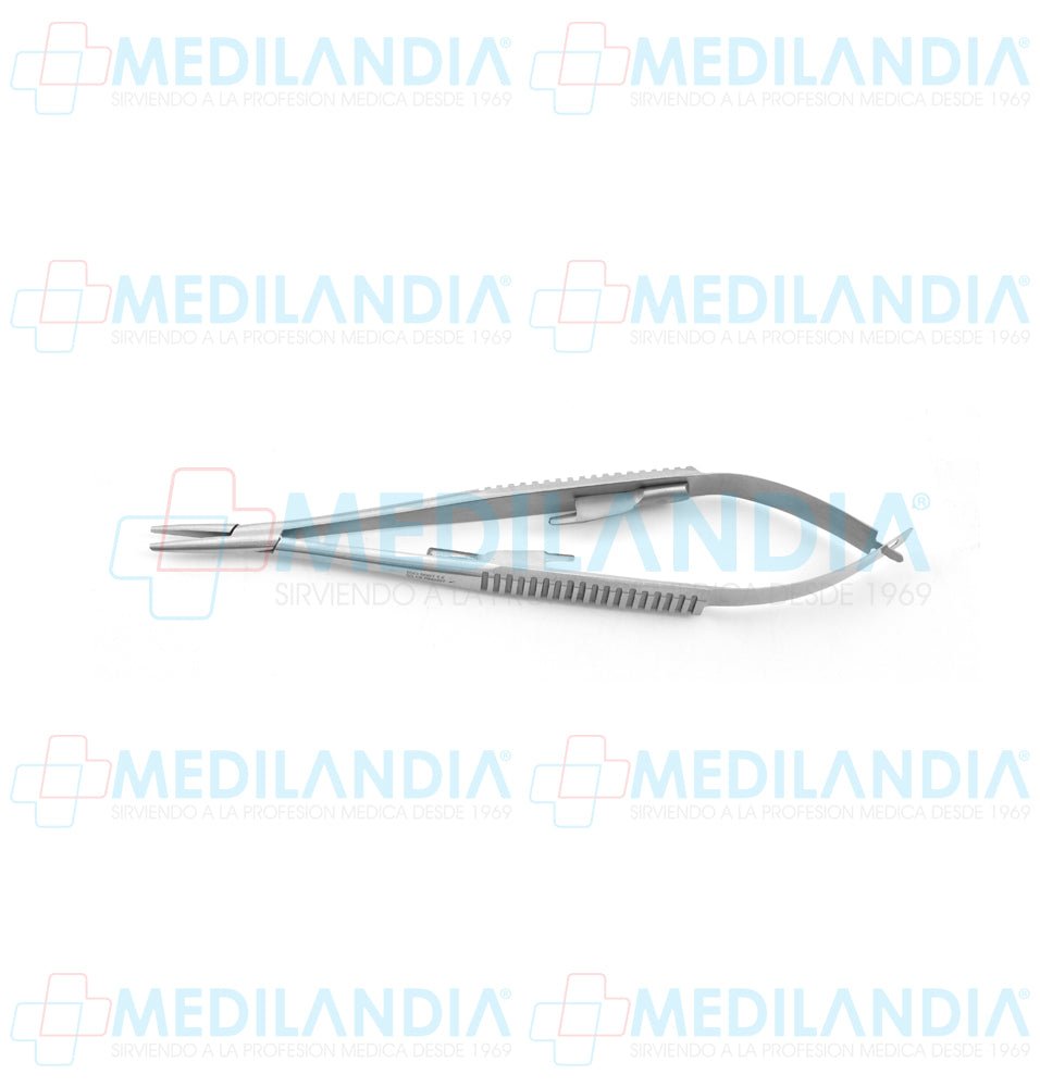 Porta agujas Castroviejo recto con seguro 13 cm - Pinzas - HP- MEDILANDIA | Tienda de productos y equipos médicos de calidad en México | Soluciones profesionales para clínicas, hospitales y consultorios.