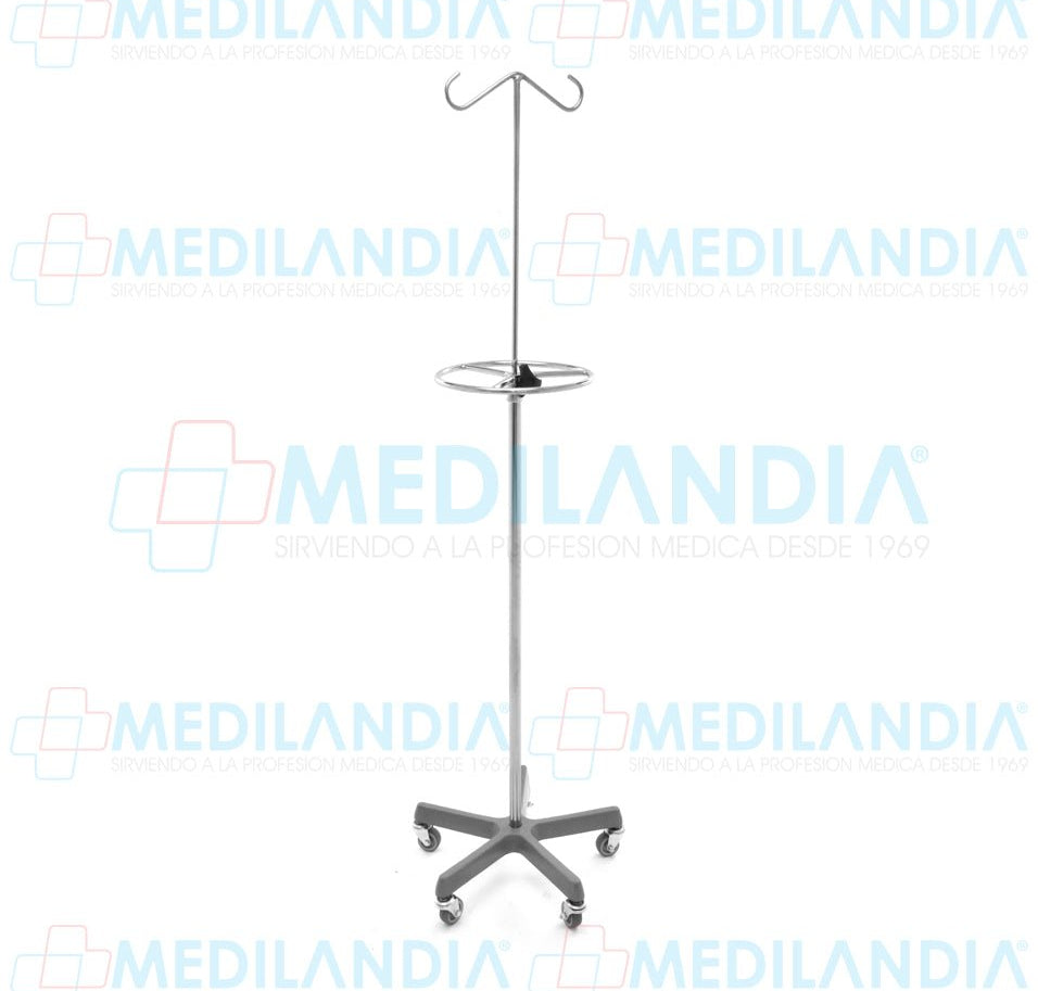 Porta sueros (venoclisis) con base pesada de fierro fundido quíntuple y agarradera perimetral - Porta sueros - MEDILANDIA - MEDILANDIA | Tienda de productos y equipos médicos de calidad en México | Soluciones profesionales para clínicas, hospitales y consultorios.