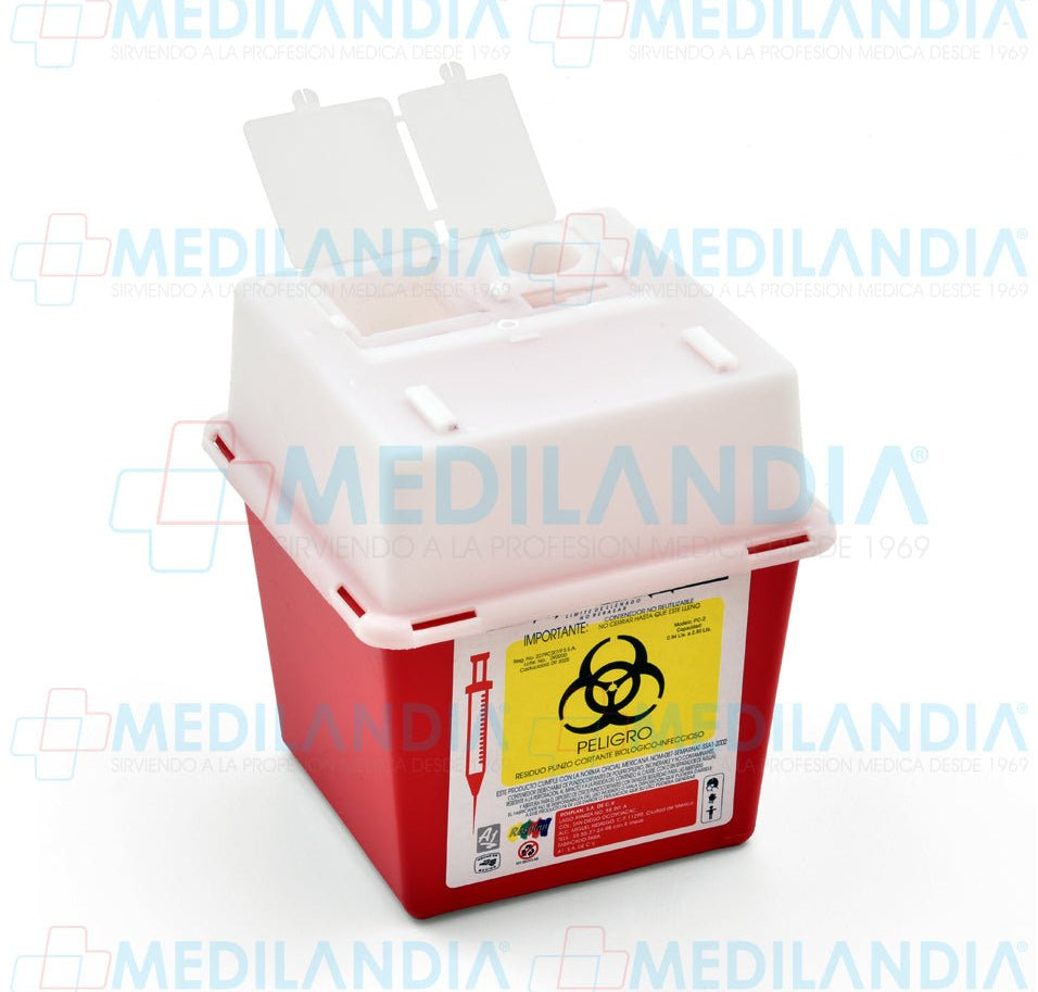 Recolector para punzocortantes de 2 lts - Recolector de liquidos - A1 - MEDILANDIA | Tienda de productos y equipos médicos de calidad en México | Soluciones profesionales para clínicas, hospitales y consultorios.