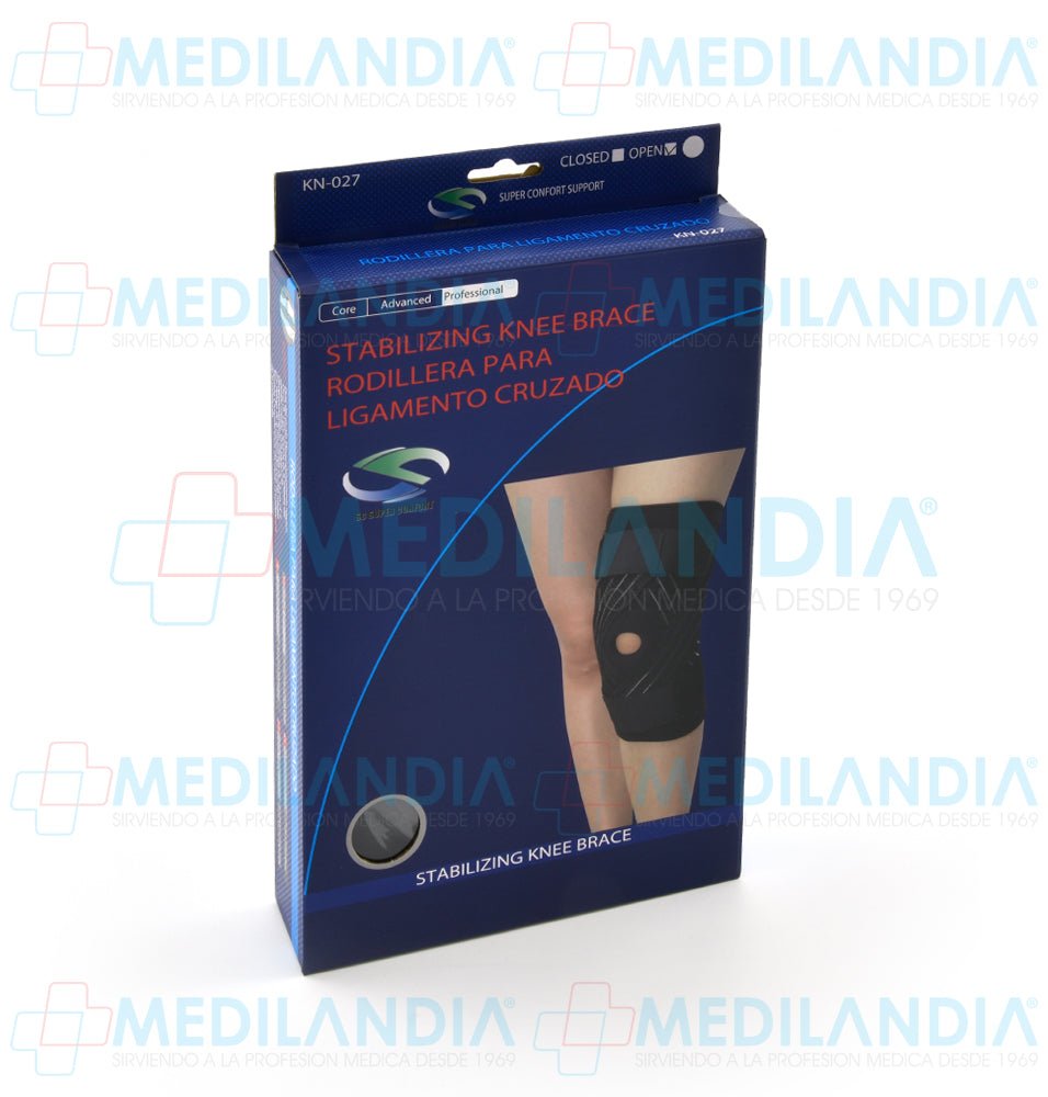 Rodillera ligamento cruzado abierta negra - Rodillera - SUPER CONFORT- MEDILANDIA | Tienda de productos y equipos médicos de calidad en México | Soluciones profesionales para clínicas, hospitales y consultorios.