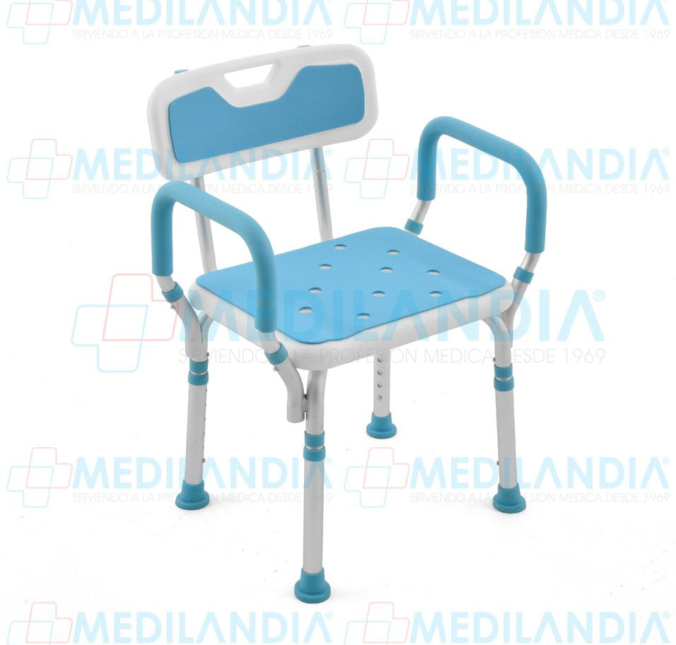 Silla banca para baño (ducha) con respaldo y apoya brazos desmontables - Silla para ducha - MOBICARE- MEDILANDIA | Tienda de productos y equipos médicos de calidad en México | Soluciones profesionales para clínicas, hospitales y consultorios.