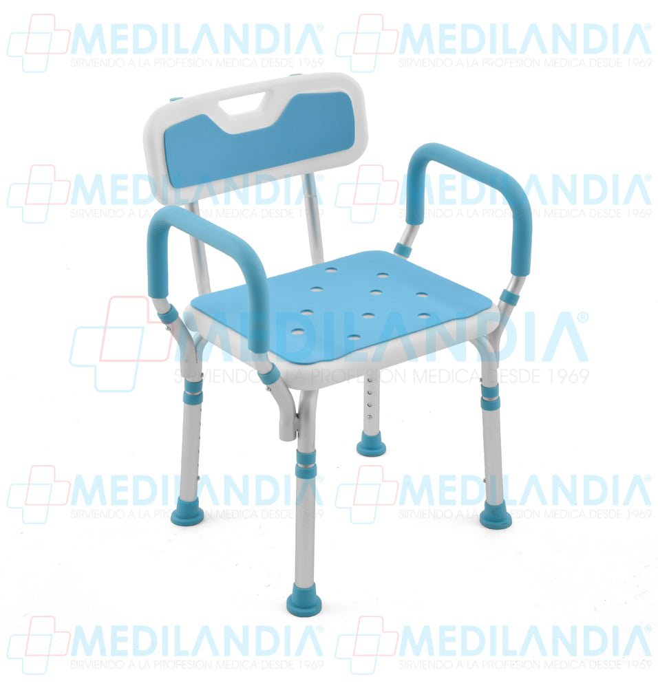 Silla banca para baño (ducha) con respaldo y apoya brazos desmontables - Silla para ducha - MOBICARE- MEDILANDIA | Tienda de productos y equipos médicos de calidad en México | Soluciones profesionales para clínicas, hospitales y consultorios.
