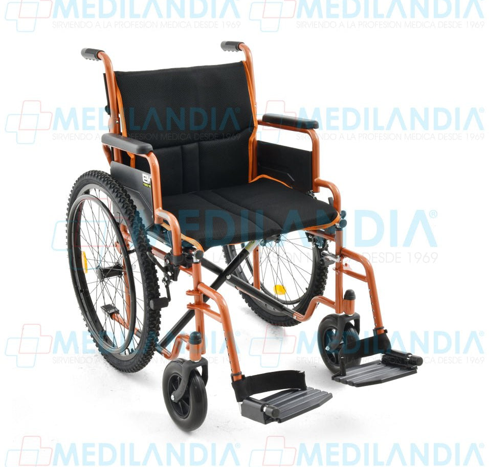 Silla de ruedas con asiento de 19” (49 cm) acojinado todo terreno descansa pies desmontables ruedas frontales anchas llantas traseras neumáticas - Silla de ruedas - EM - MEDILANDIA | Tienda de productos y equipos médicos de calidad en México | Soluciones profesionales para clínicas, hospitales y consultorios.