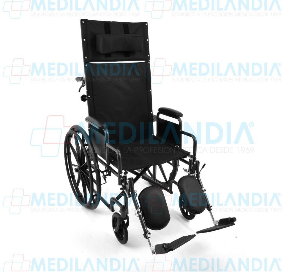 Silla de ruedas con respaldo largo reclinable descansa brazos cortos desmontables y eleva piernas - Silla de ruedas - EM - MEDILANDIA | Tienda de productos y equipos médicos de calidad en México | Soluciones profesionales para clínicas, hospitales y consultorios.