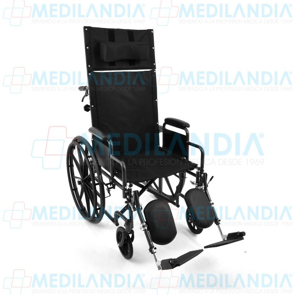 Silla de ruedas con respaldo largo reclinable descansa brazos cortos desmontables y eleva piernas - Silla de ruedas - EM - MEDILANDIA | Tienda de productos y equipos médicos de calidad en México | Soluciones profesionales para clínicas, hospitales y consultorios.