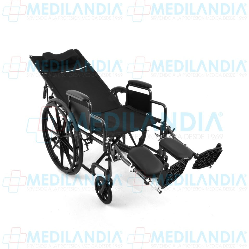 Silla de ruedas con respaldo largo reclinable descansa brazos cortos desmontables y eleva piernas - Silla de ruedas - EM - MEDILANDIA | Tienda de productos y equipos médicos de calidad en México | Soluciones profesionales para clínicas, hospitales y consultorios.