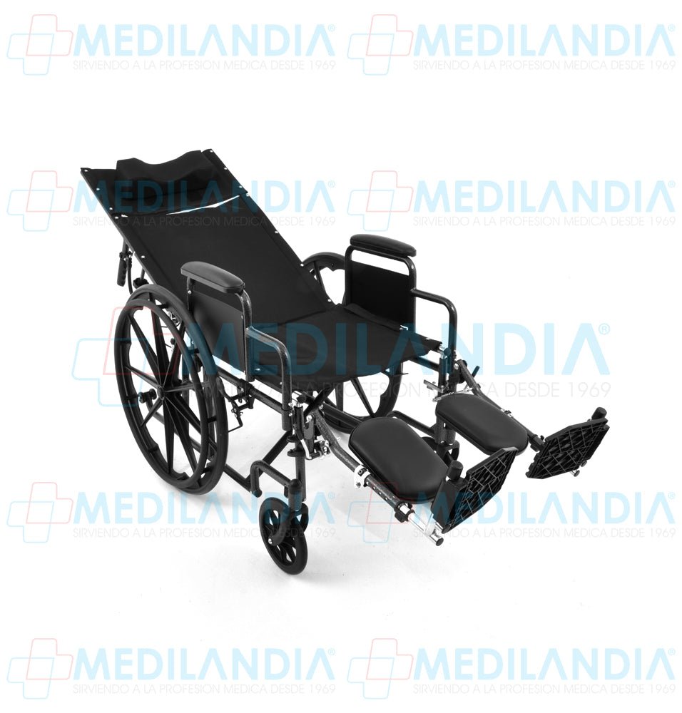 Silla de ruedas con respaldo largo reclinable descansa brazos cortos desmontables y eleva piernas - Silla de ruedas - EM - MEDILANDIA | Tienda de productos y equipos médicos de calidad en México | Soluciones profesionales para clínicas, hospitales y consultorios.