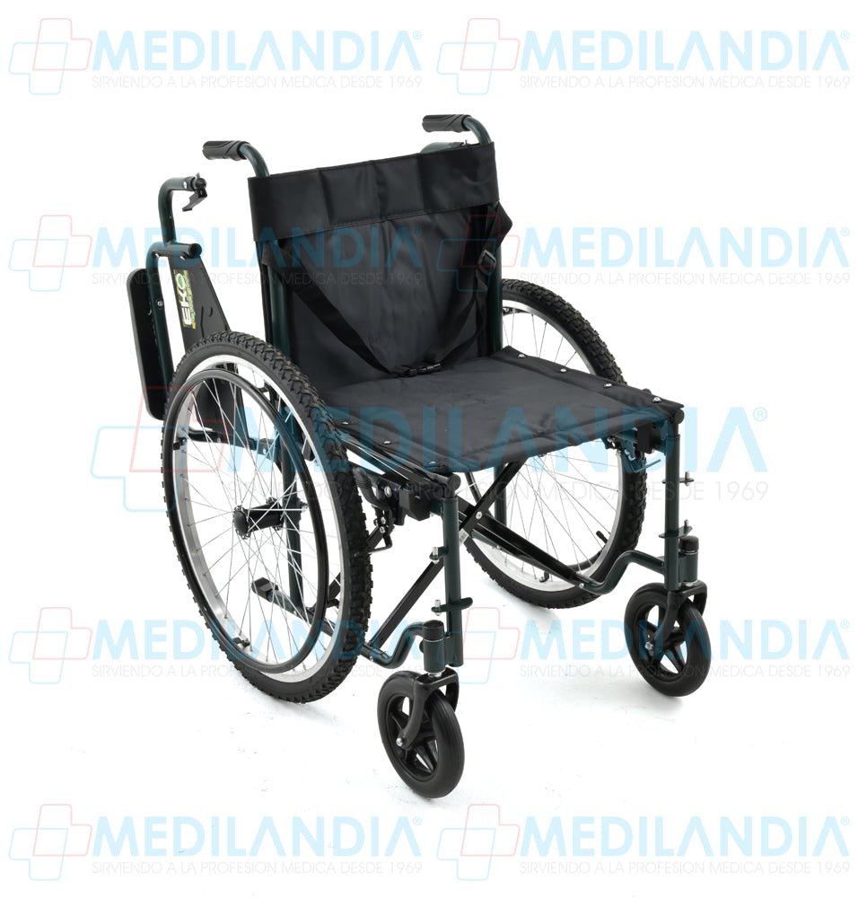 Silla de ruedas de acero doble cruceta con ruedas neumáticas todo terreno y asiento de 18” - Silla de ruedas - EM - MEDILANDIA | Tienda de productos y equipos médicos de calidad en México | Soluciones profesionales para clínicas, hospitales y consultorios.