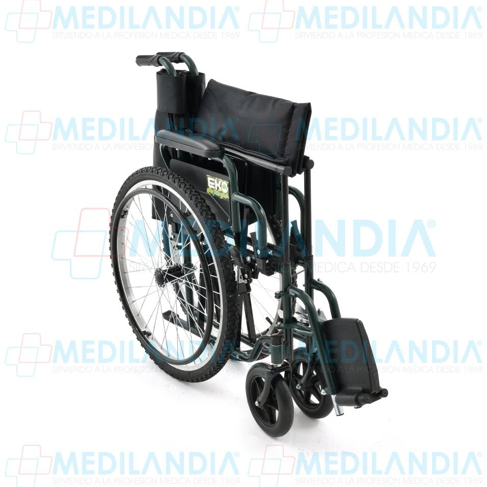 Silla de ruedas de acero doble cruceta con ruedas neumáticas todo terreno y asiento de 18” - Silla de ruedas - EM - MEDILANDIA | Tienda de productos y equipos médicos de calidad en México | Soluciones profesionales para clínicas, hospitales y consultorios.