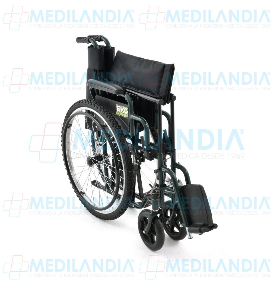 Silla de ruedas de acero doble cruceta con ruedas neumáticas todo terreno y asiento de 18” - Silla de ruedas - EM - MEDILANDIA | Tienda de productos y equipos médicos de calidad en México | Soluciones profesionales para clínicas, hospitales y consultorios.