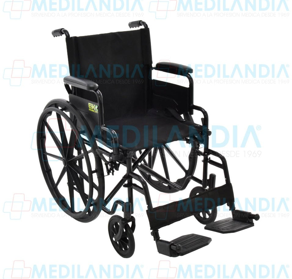 Silla de ruedas esmaltada con descansa brazos abatible y descansa pies desmontable - Silla de ruedas - EM - MEDILANDIA | Tienda de productos y equipos médicos de calidad en México | Soluciones profesionales para clínicas, hospitales y consultorios.