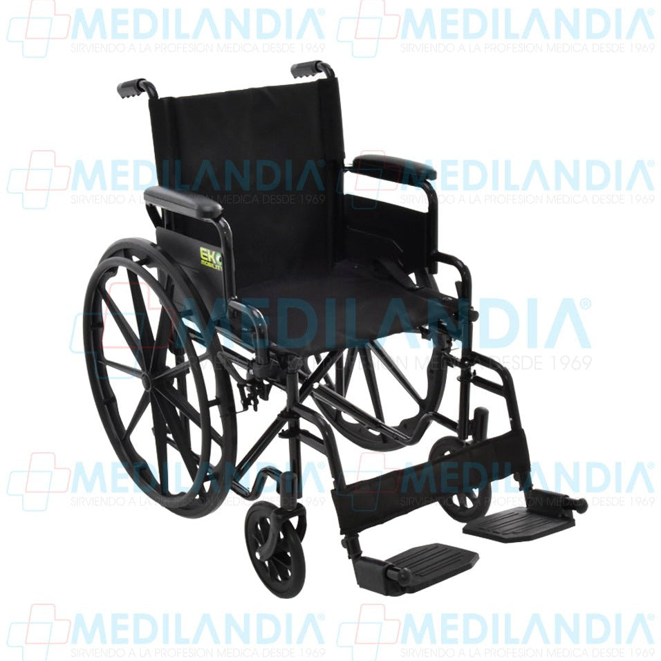 Silla de ruedas esmaltada con descansa brazos abatible y descansa pies desmontable - Silla de ruedas - EM - MEDILANDIA | Tienda de productos y equipos médicos de calidad en México | Soluciones profesionales para clínicas, hospitales y consultorios.