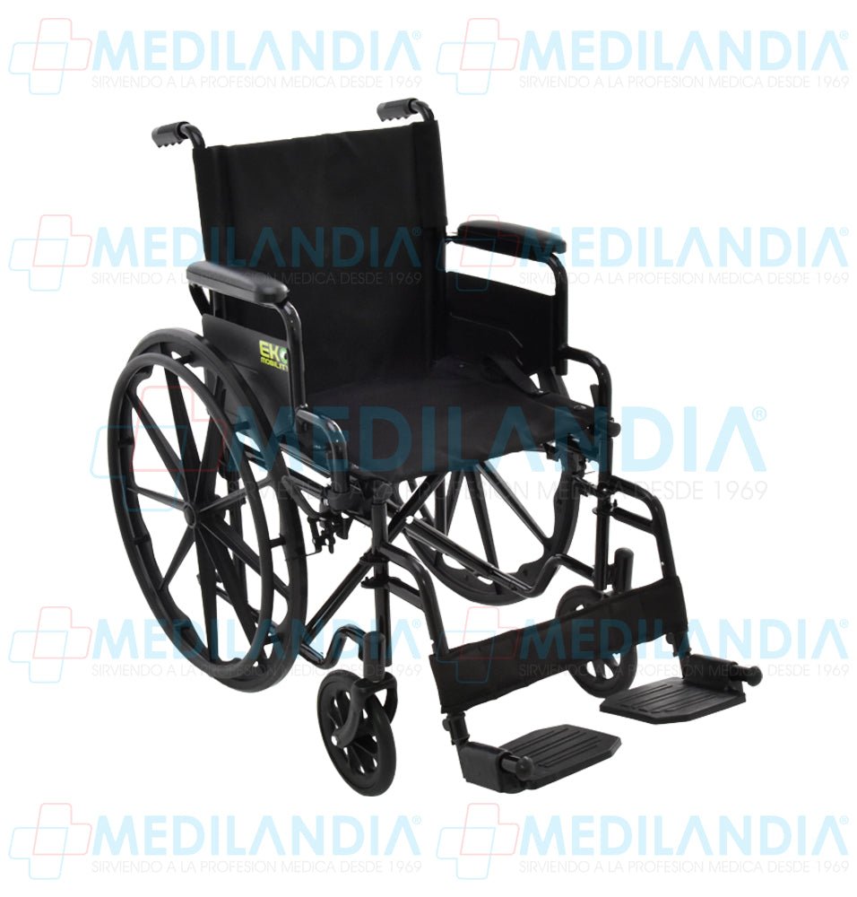 Silla de ruedas esmaltada con descansa brazos abatible y descansa pies desmontable - Silla de ruedas - EM - MEDILANDIA | Tienda de productos y equipos médicos de calidad en México | Soluciones profesionales para clínicas, hospitales y consultorios.