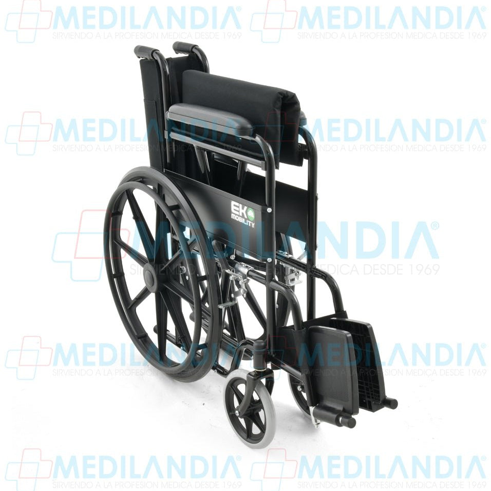 Silla de ruedas esmaltada descansa brazos largo y descansa pies fijos con llanta solida rines de plástico y asiento de 18” - Silla de ruedas - EM - MEDILANDIA | Tienda de productos y equipos médicos de calidad en México | Soluciones profesionales para clínicas, hospitales y consultorios.