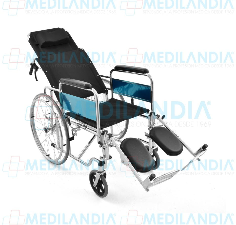 Silla de ruedas reclinable tipo cama con rines de rayos de aluminio - Silla de ruedas - MOBICARE - MEDILANDIA | Tienda de productos y equipos médicos de calidad en México | Soluciones profesionales para clínicas, hospitales y consultorios.