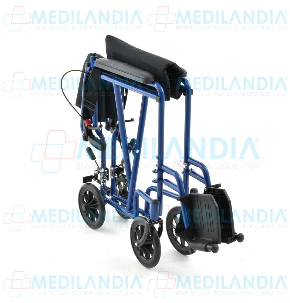 Silla de traslado de aluminio esmaltado con frenos de mano y asiento de 19” - Silla traslado - EM - MEDILANDIA | Tienda de productos y equipos médicos de calidad en México | Soluciones profesionales para clínicas, hospitales y consultorios.