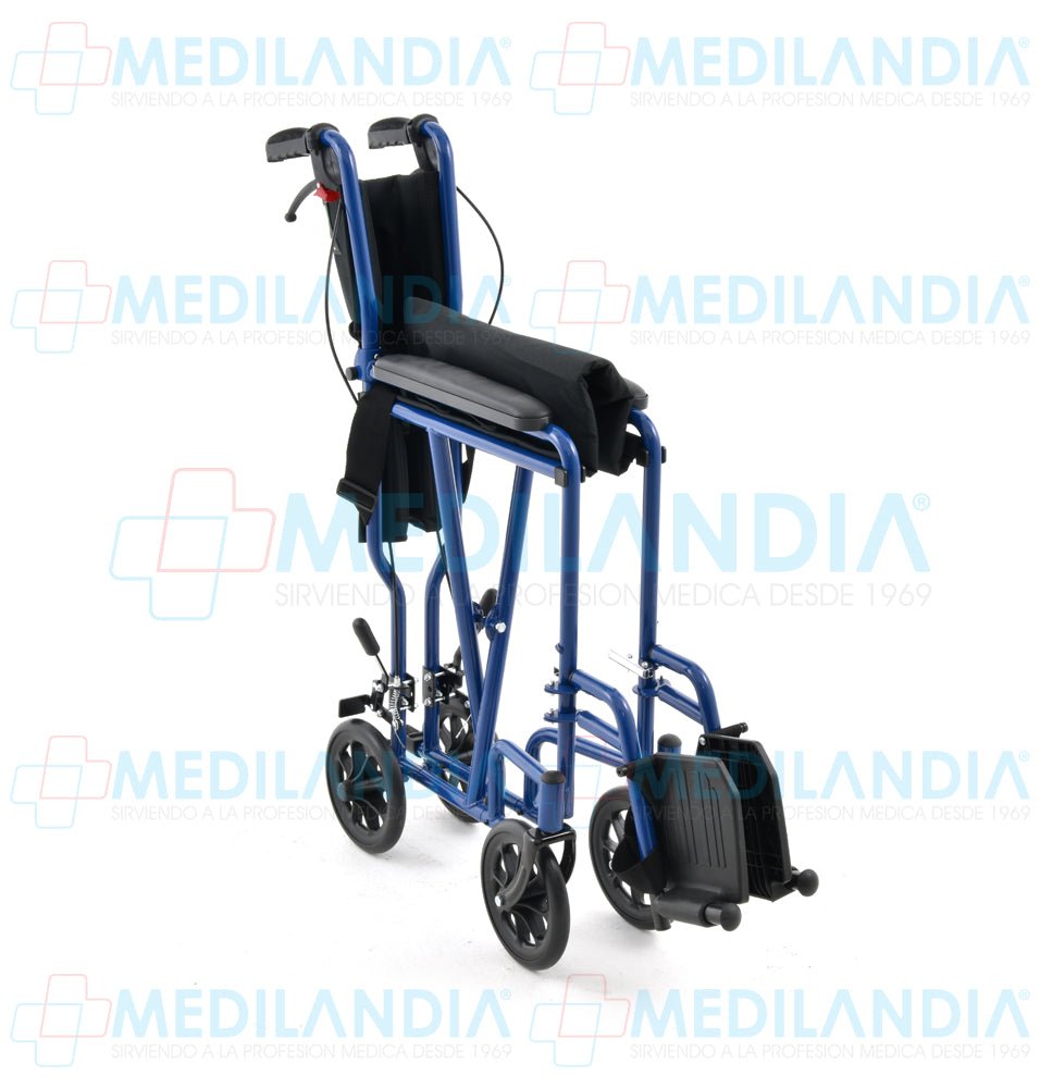 Silla de traslado de aluminio esmaltado con frenos de mano y asiento de 19” - Silla traslado - EM - MEDILANDIA | Tienda de productos y equipos médicos de calidad en México | Soluciones profesionales para clínicas, hospitales y consultorios.