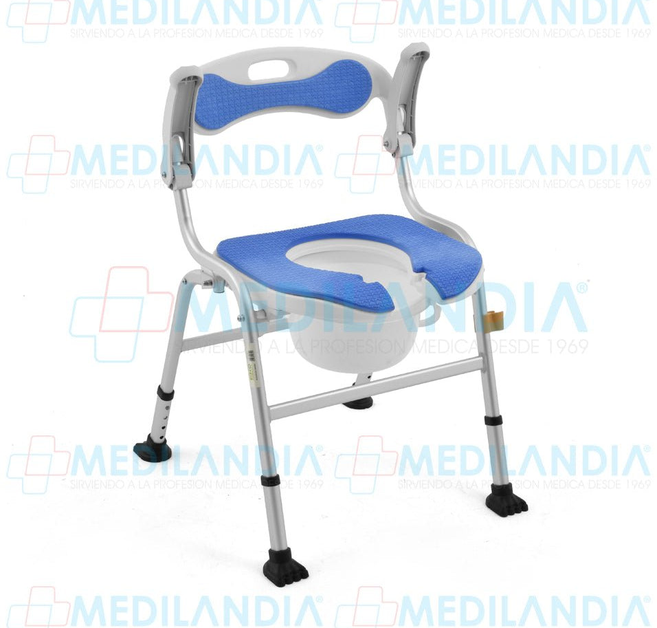 Silla ducha de aluminio con cómodo plegable con descansa brazos abatibles - Silla para ducha con comodo - EM- MEDILANDIA | Tienda de productos y equipos médicos de calidad en México | Soluciones profesionales para clínicas, hospitales y consultorios.