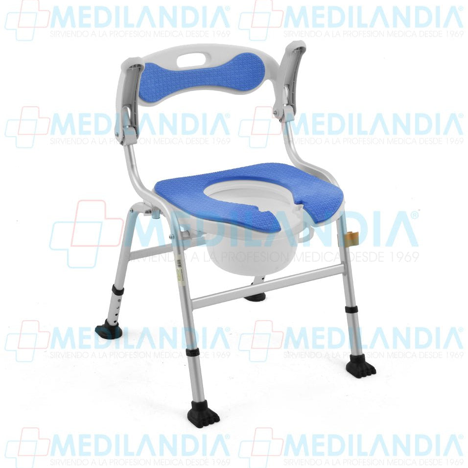 Silla ducha de aluminio con cómodo plegable con descansa brazos abatibles - Silla para ducha con comodo - EM- MEDILANDIA | Tienda de productos y equipos médicos de calidad en México | Soluciones profesionales para clínicas, hospitales y consultorios.